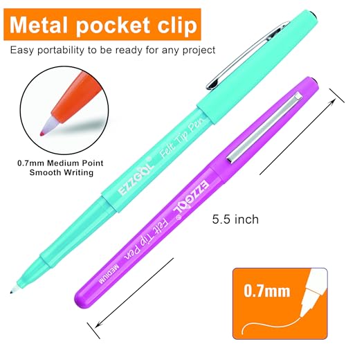 Ezzgol 30 Colors Felt Tip Pens, 30 Pack, 0.7mm Premium Medium Fine Point, Felt Tip Markers For Valentines Day Gift Writing, Journal, Planner Coloring, Note Taking, Drawing, Art, School - Image 2