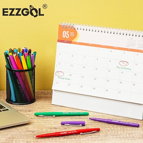 Ezzgol 30 Colors Felt Tip Pens, 30 Pack, 0.7mm Premium Medium Fine Point, Felt Tip Markers For Valentines Day Gift Writing, Journal, Planner Coloring, Note Taking, Drawing, Art, School - Image 4