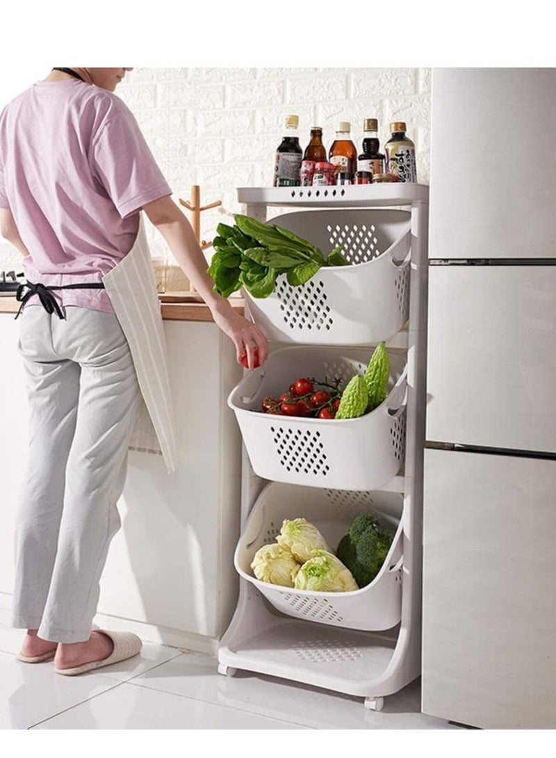 AS SEEN ON TV Multipurpose Large Capacity 3 Tair Hollow Storage Rack Laundry, Kitchen Bookshelf Trolley Basket Storage - Image 3