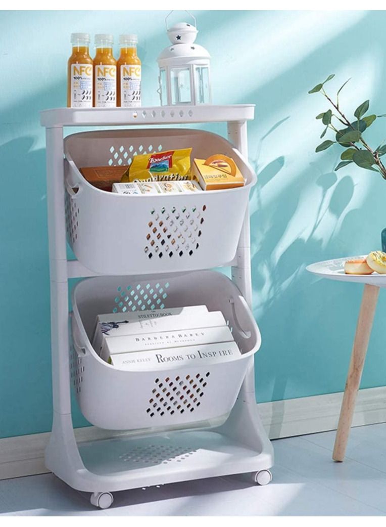 AS SEEN ON TV Multipurpose Large Capacity 3 Tair Hollow Storage Rack Laundry, Kitchen Bookshelf Trolley Basket Storage - Image 5