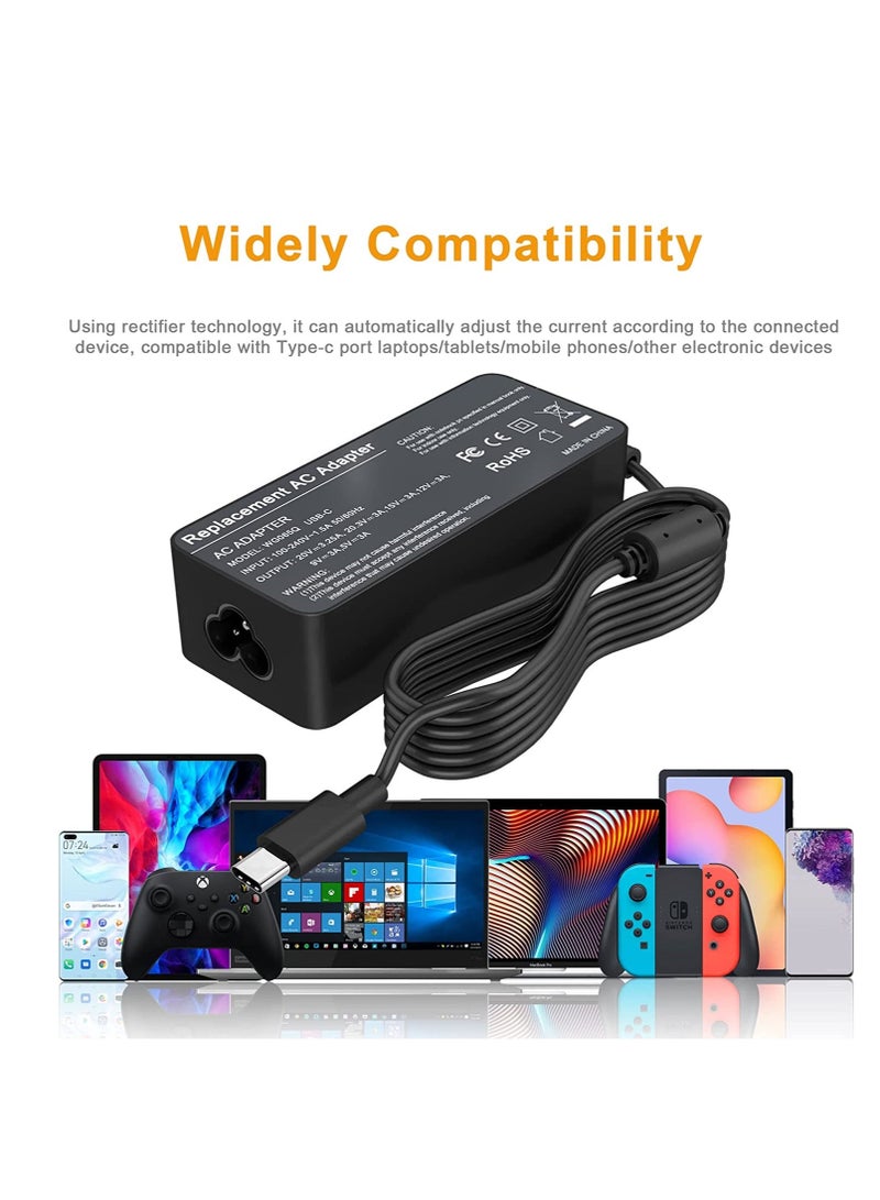 Ntech 65W/45W USB-C Type C Laptop Charger for Lenovo/Chromebook Thinkpad Yoga HP Chrome-book X360 Spectre X360 Dell/Xps/ASUS/ZenBook/Chromebook and More USB Type C Charging Note-book - Image 5