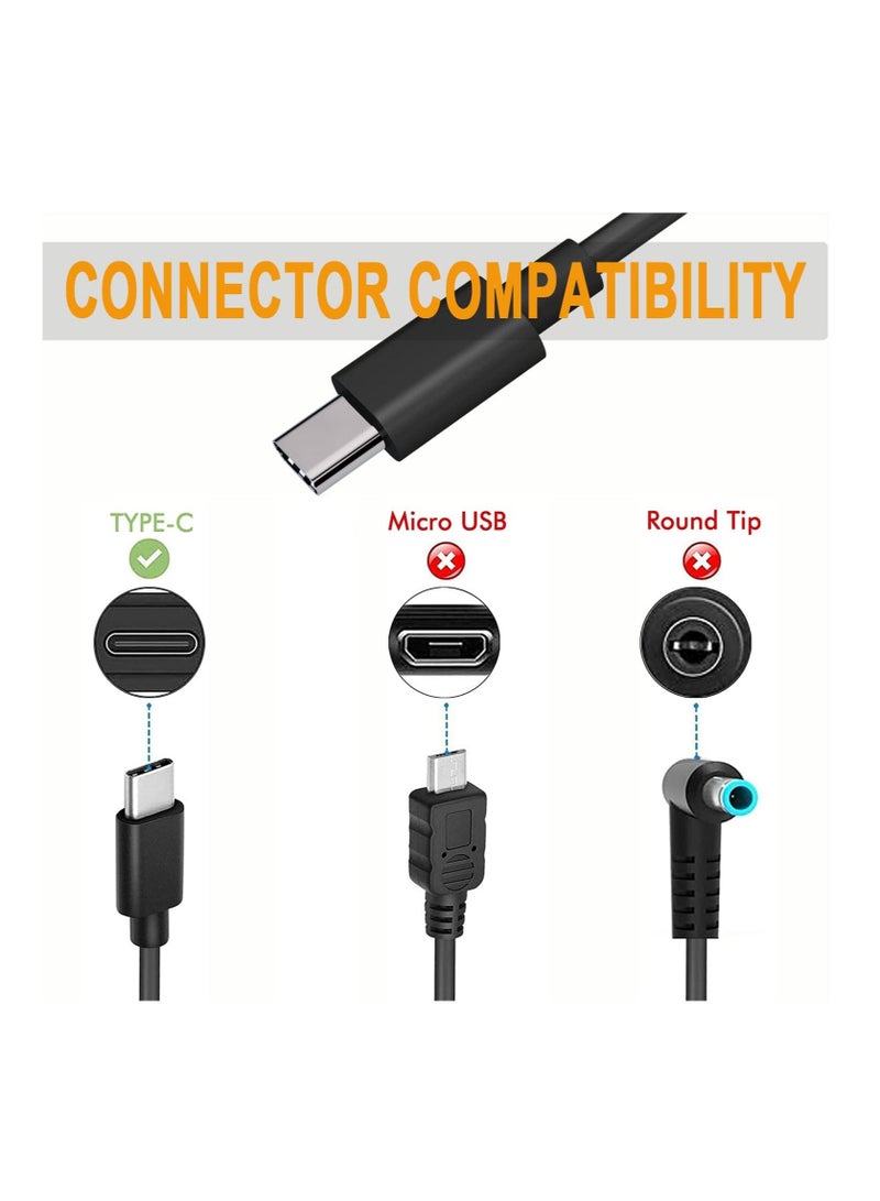 Ntech 65W/45W USB-C Type C Laptop Charger for Lenovo/Chromebook Thinkpad Yoga HP Chrome-book X360 Spectre X360 Dell/Xps/ASUS/ZenBook/Chromebook and More USB Type C Charging Note-book - Image 2
