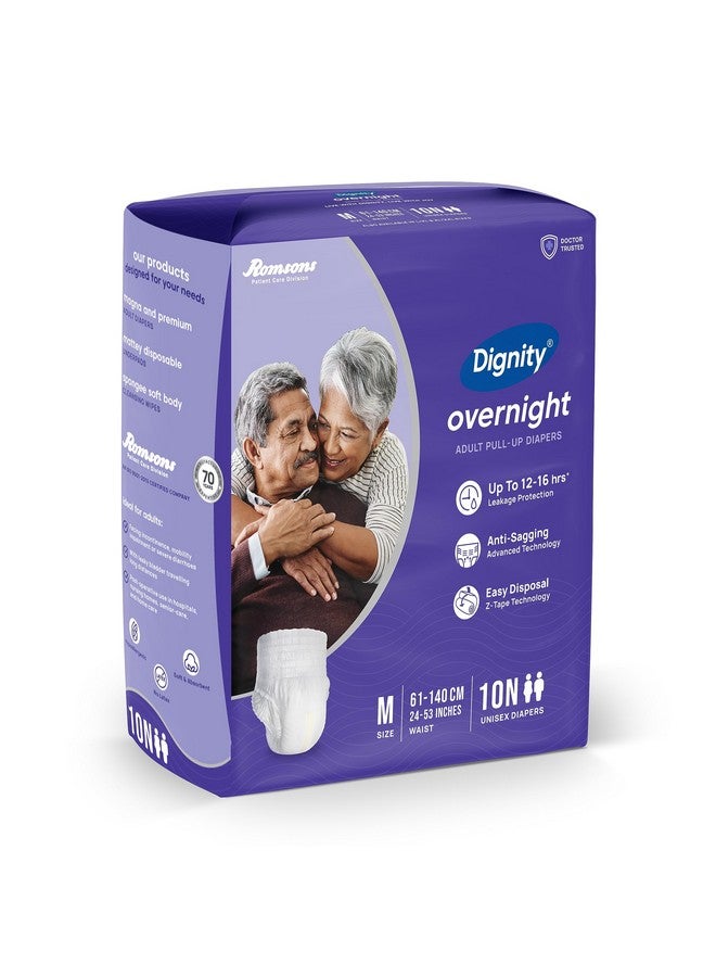 Dignity Overnight Pull Up Adult Diapers Pant Style - 10 Count (Medium) with Soft Elastic and Extra Absorbent Core, Waist Size 24" - 53", 10 Pcs/Pack (Pack of 1) - Image 2