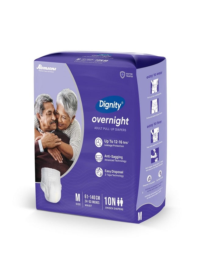 Dignity Overnight Pull Up Adult Diapers Pant Style - 10 Count (Medium) with Soft Elastic and Extra Absorbent Core, Waist Size 24" - 53", 10 Pcs/Pack (Pack of 1) - Image 3