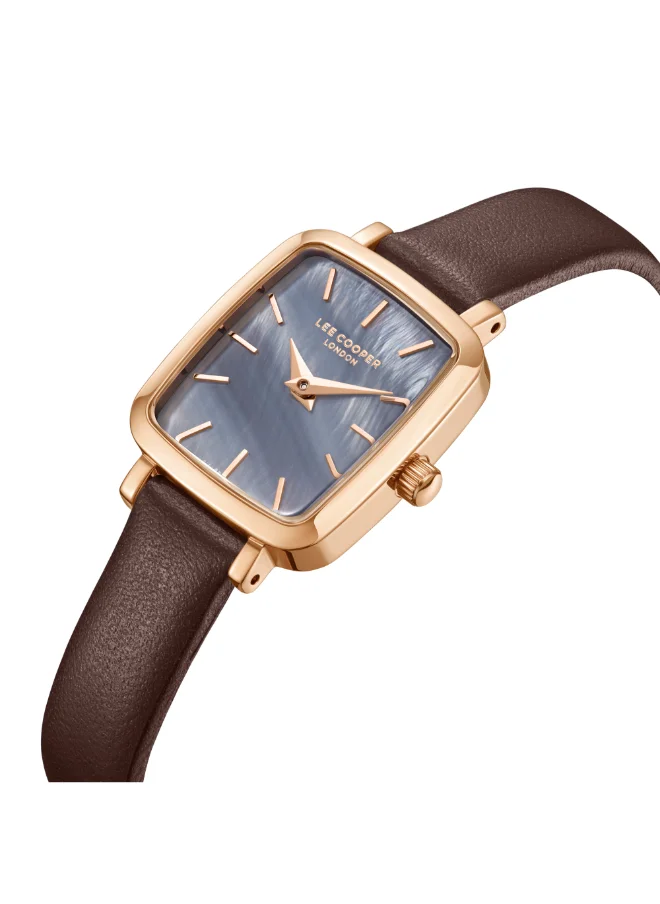 لي كوبر Women's Analog Display Watch With Dark Brown Leather Strap - LC08151.552