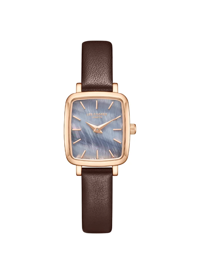 لي كوبر Women's Analog Display Watch With Dark Brown Leather Strap - LC08151.552