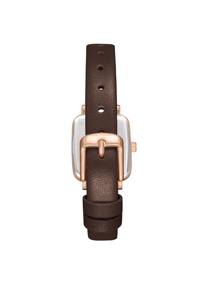 لي كوبر Women's Analog Display Watch With Dark Brown Leather Strap - LC08151.552