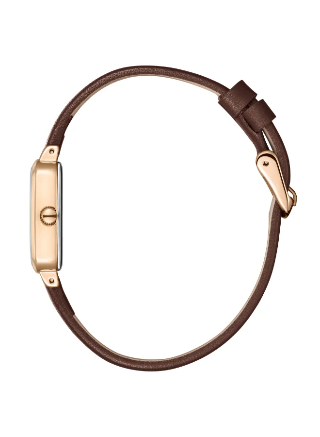 لي كوبر Women's Analog Display Watch With Dark Brown Leather Strap - LC08151.552