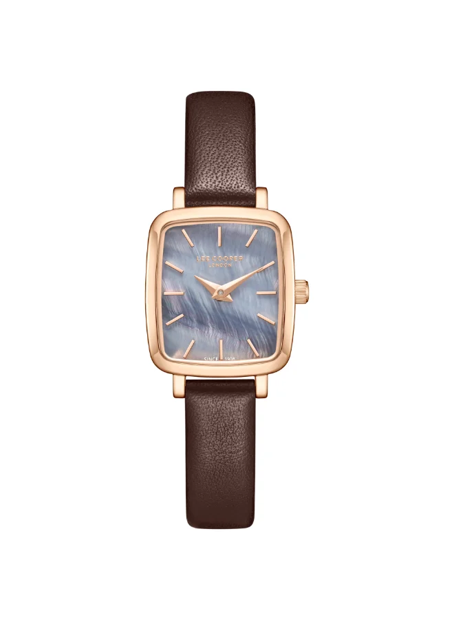 لي كوبر Women's Analog Display Watch With Dark Brown Leather Strap - LC08151.552