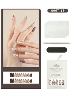JOYME 24 Pcs Fake Nail Tip Set Nail Stylish Easy to Use Art Design for Salons and DIY with 72 Pcs Nail Adhesive Glue Tapes and Mini Nail File and Manicure Mini Stick for Women  - Image 1