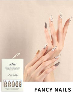 JOYME 24 Pcs Fake Nail Tip Set Nail Stylish Easy to Use Art Design for Salons and DIY with 72 Pcs Nail Adhesive Glue Tapes and Mini Nail File and Manicure Mini Stick for Women  - Image 2