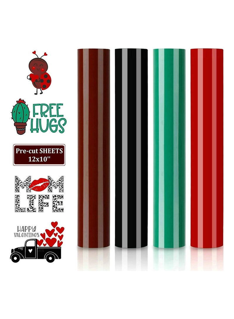 HTV Heat Transfer Vinyl Starter Bundle Fathers Day Cricut Iron Everyday Iron Vinyl for T Shirt Bags Totes Matte Finsh 4 Pre Cut Sheets  - Image 1