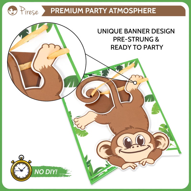 Pirese Monkey Birthday Banner, Monkey Party Decorations, Jungle Birthday Party Decorations | Banana Party Decorations| Banana Birthday Decorations | Monkey Birthday Party Supplies | Monkey Decor - Image 5