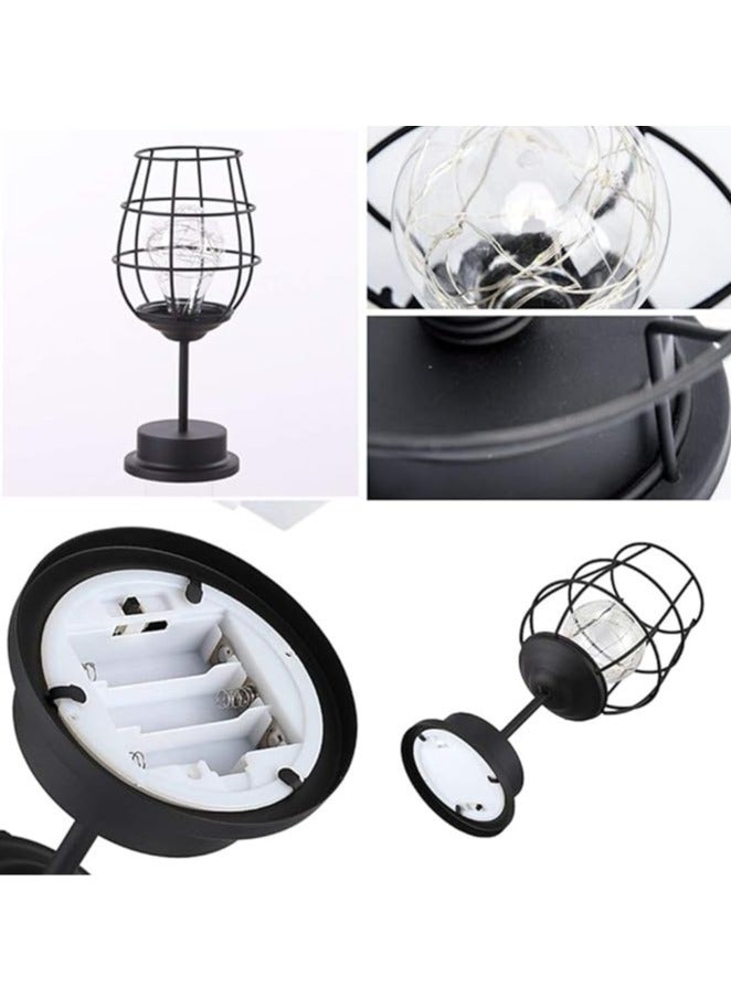 عام مصباح ليلي من الحديد الرجعي، مصباح طاولة إبداعي بشكل كأس النبيذ وزجاجة النبيذ، مصباح ليلي بسلك نحاسي، مناسب للمنزل والمطعم والفندق، هدية مزخرفة بضوء الكأس النبيذ - Image 2