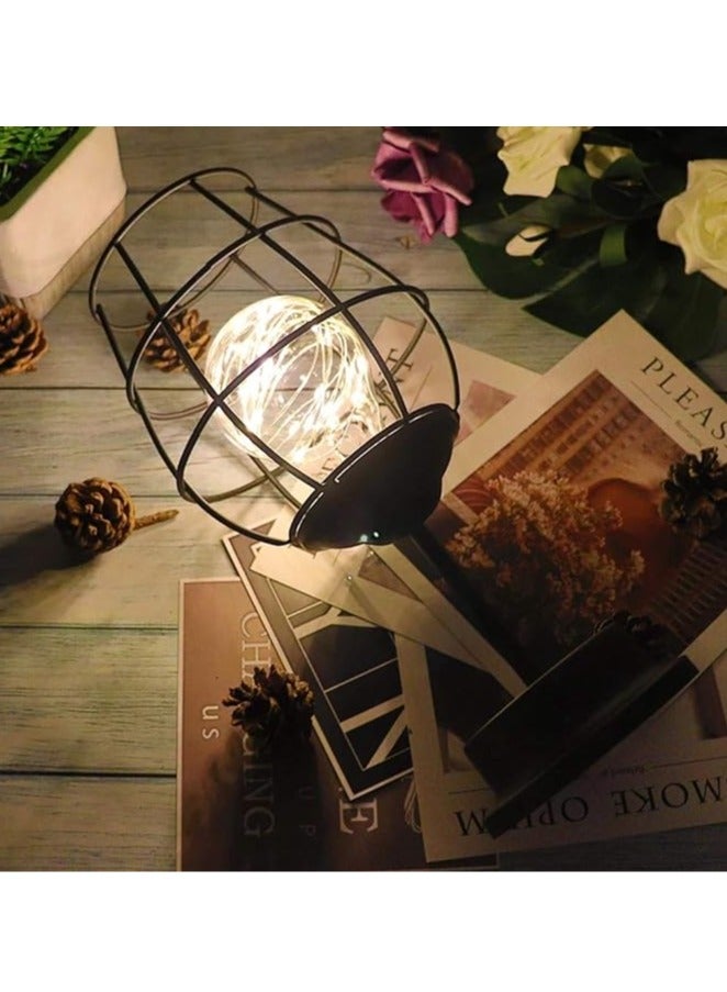 عام مصباح ليلي من الحديد الرجعي، مصباح طاولة إبداعي بشكل كأس النبيذ وزجاجة النبيذ، مصباح ليلي بسلك نحاسي، مناسب للمنزل والمطعم والفندق، هدية مزخرفة بضوء الكأس النبيذ - Image 4