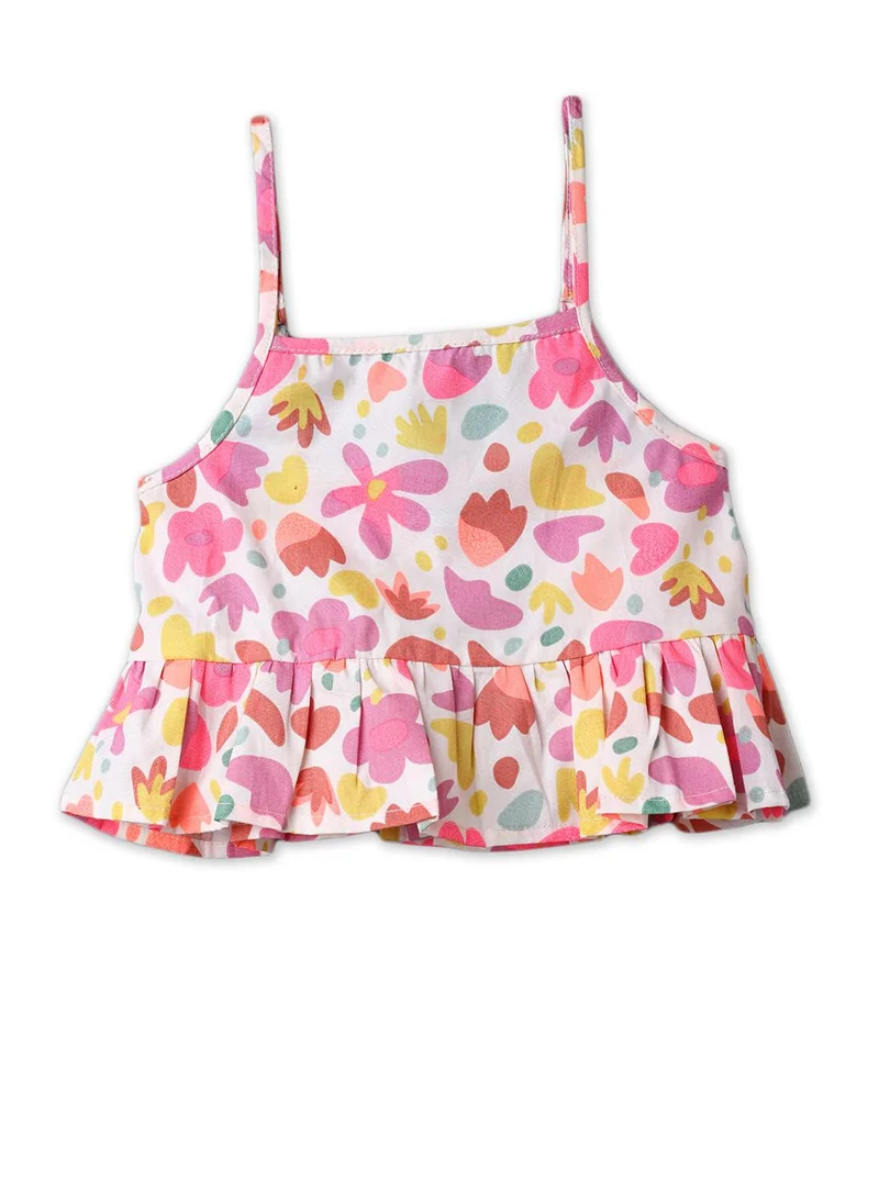 Nautinati Frill Cotton Top for Girls | Floral Girls’ Top | 3 to 24 Months