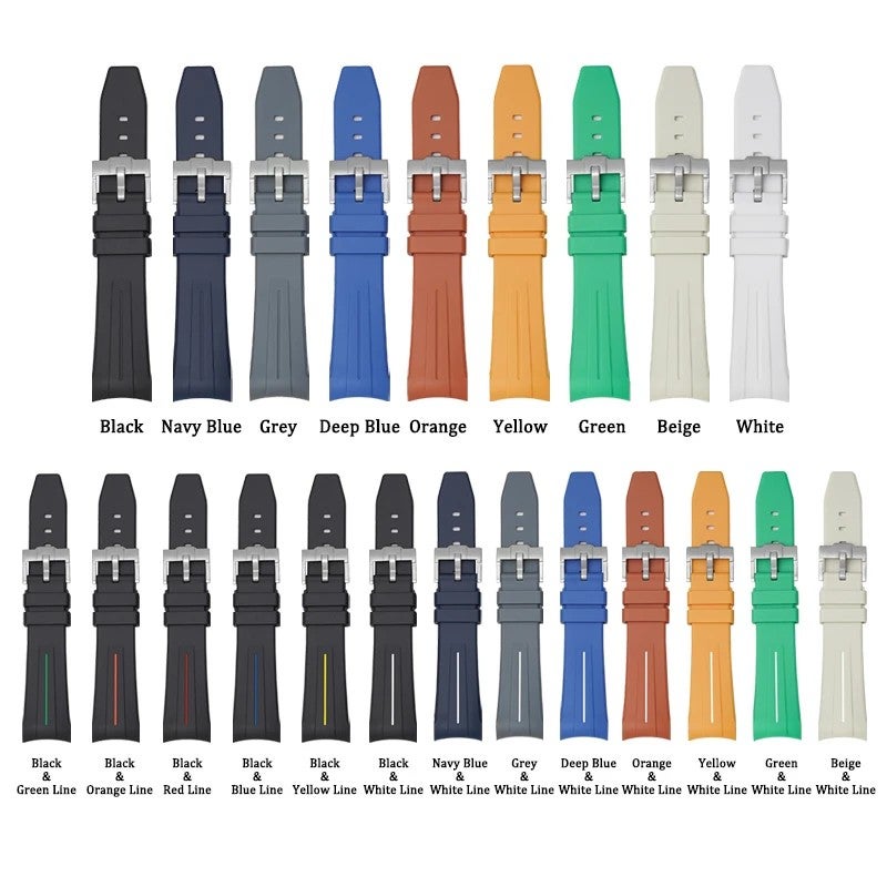 Bluejw Curved End Rubber Strap 22mm – Replacement Watch Band for Swatch X Blancpain, Durable Line-Textured Design - Image 3