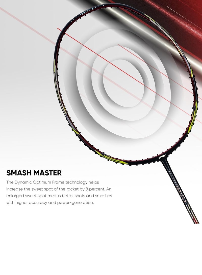 Li-Ning Ignite 8 Japanese Carbon Graphite Unstrung Badminton Racket with Full Cover (Cool Gray/Bull Red, 77 Grams) - Image 5