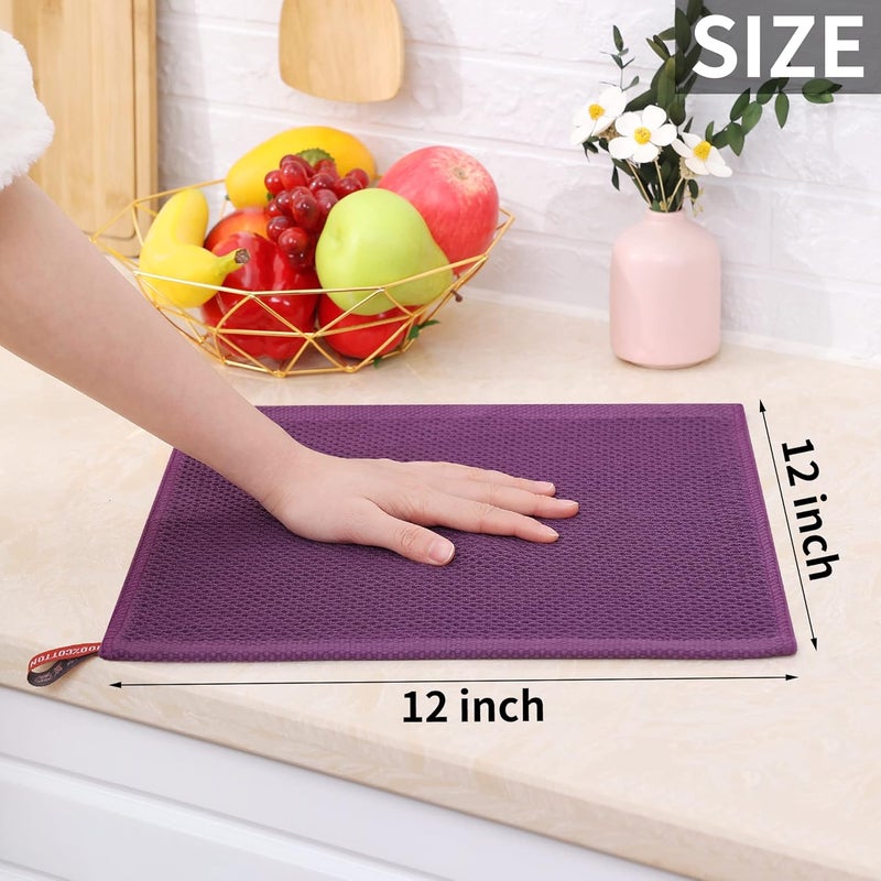 Homaxy 100% Cotton Waffle Weave Kitchen Dish Cloths, Ultra Soft Absorbent Quick Drying Dish Towels, 12 x 12 Inches, 8-Pack, Purple - Image 5