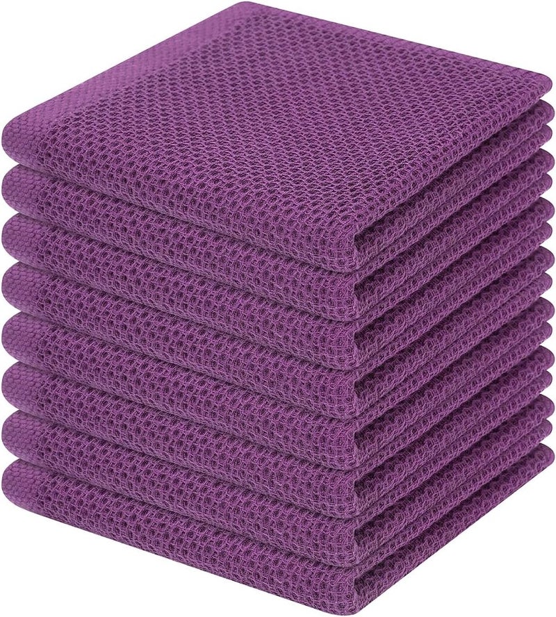 Homaxy 100% Cotton Waffle Weave Kitchen Dish Cloths, Ultra Soft Absorbent Quick Drying Dish Towels, 12 x 12 Inches, 8-Pack, Purple - Image 1