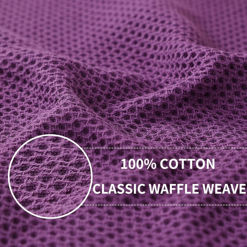 Homaxy 100% Cotton Waffle Weave Kitchen Dish Cloths, Ultra Soft Absorbent Quick Drying Dish Towels, 12 x 12 Inches, 8-Pack, Purple - Image 2