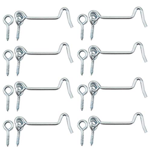 yeabwps 8 Pcs 2.5 inches Cabin Hook Eye Latch Gate Door Swivel Window Door Hook with Mounting Screws (Silver, 2.5 inches) - Image 1
