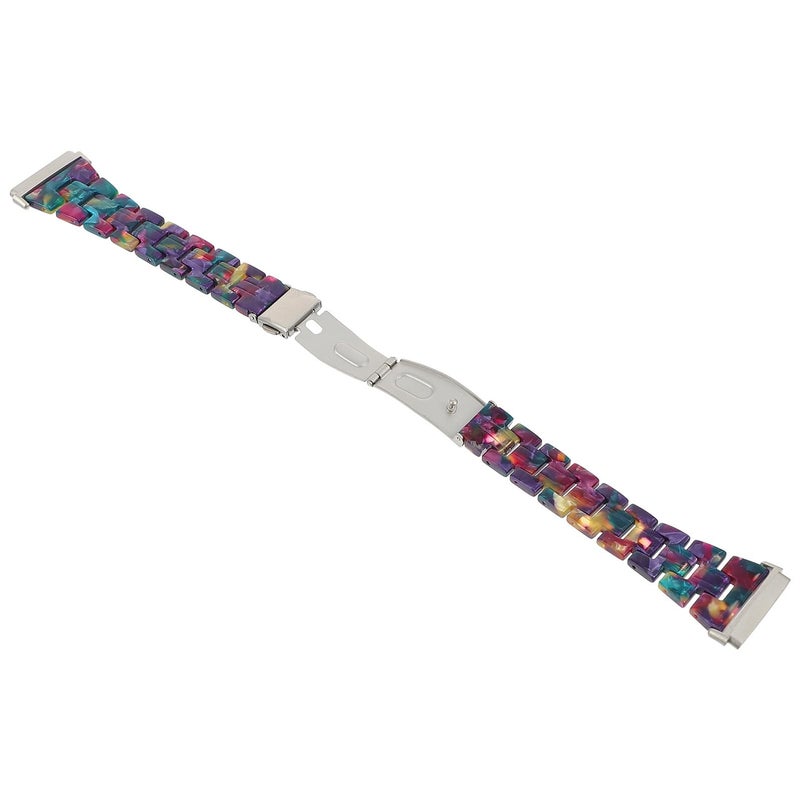 Purple Green Pattern Replacement Wrist Strap Compatible With Fitness Tracker 3 And Sense - Image 2