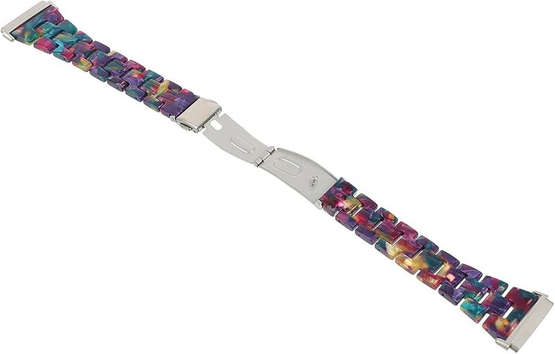 Purple Green Pattern Replacement Wrist Strap Compatible With Fitness Tracker 3 And Sense - Image 1