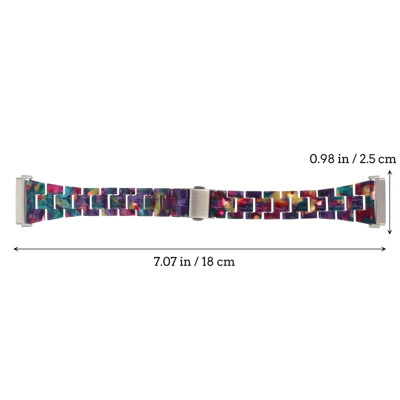 Purple Green Pattern Replacement Wrist Strap Compatible With Fitness Tracker 3 And Sense - Image 3