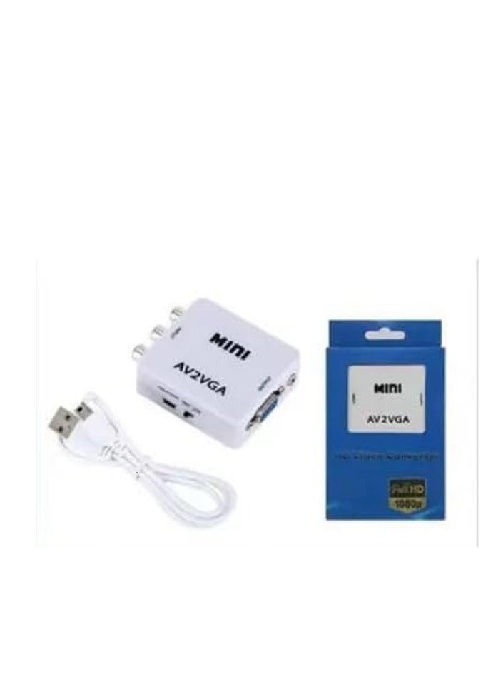محول فيديو ميني عالي الجودة HDMI AV2VG موصلات محول VGA إلى AV صغيرة محول VGA2AV مع محول فيديو RCA بحجم 3.5 ملم لأجهزة الكمبيوتر والتلفزيون عالي الدقة والكمبيوتر AV2VGA