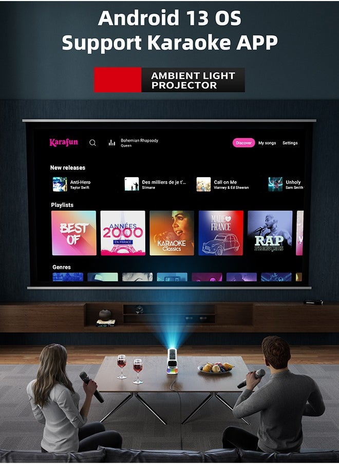 Generic [Netflix Licensed] 1080P Native Projector  Projector with WiFi and Bluetooth,4K 1080P Support Portable Projector Android13, 230° Rotatable Stand, Auto Keystone, Dust Removal and Heat Dissipation Design Compatible with Android/iOS/Windows/TV Stick/HDMI/USB/Game Controller  - Image 4