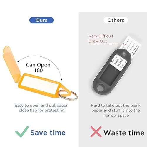 TULMAN 300 Pcs Multicolor Keyring & Keychain with Name Tag Labels – Plastic Assorted Keychains with Two-Sided ID Label & Split Ring for Office, Home, Lockers, and Keys - Image 4