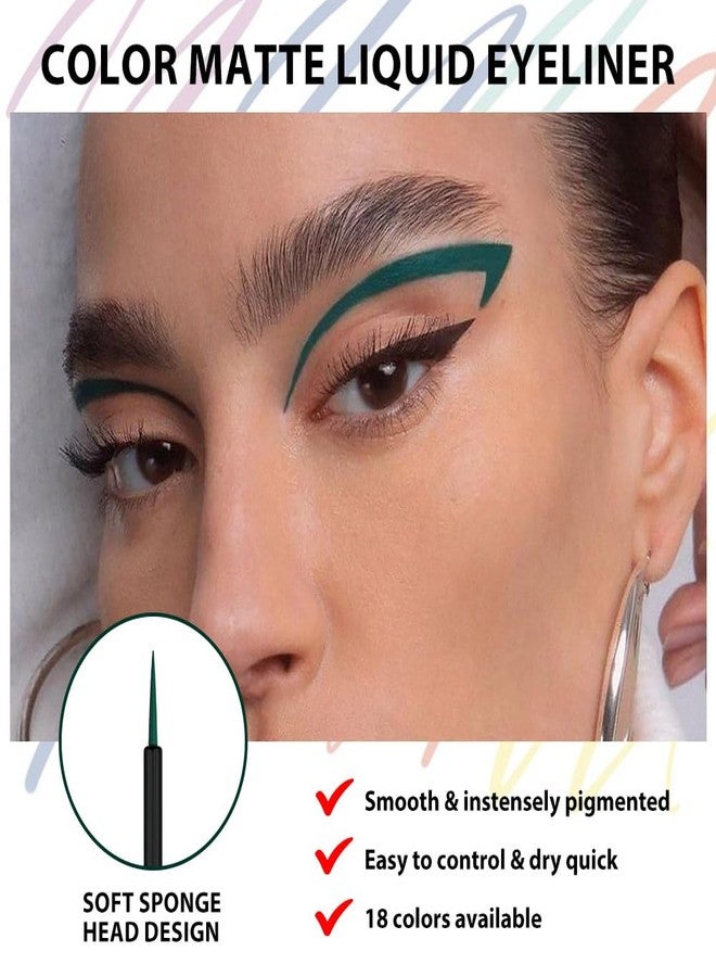 evpct 1Pcs Dark Green Liquid Eyeliner Waterproof Dark Green Eye Liners for Women, Eyes Wing Eyeliner Stamps Shapes Colored Eyeliner delineador de ojos a prueba de agua contra el agua blanco para ojos - Image 2
