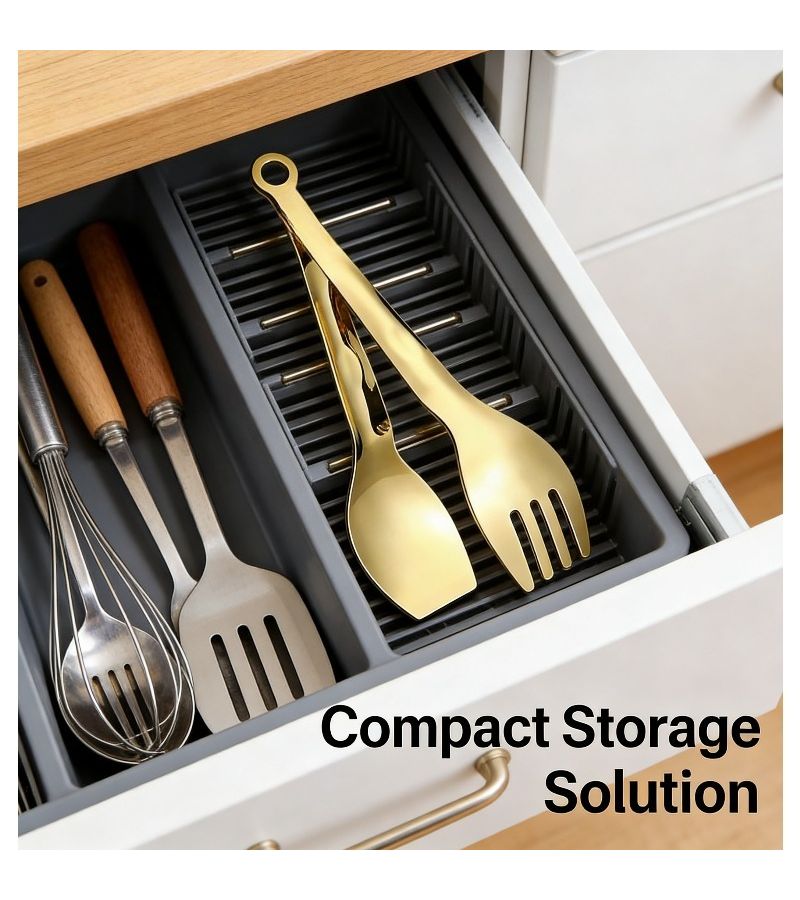 Golden Color 9 Inch Multifunctional Food Serving Tongs Cake Steak Barbecue Clip - Image 2