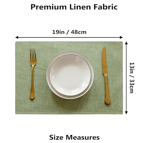 Demetex Green Placemat Set of 4 Washable Linen Place Mats for Dinner Heat Resistant Sage Cloth Placemats Scratch Resistant Plate Mats for Dining Table Kitchen, Green - Image 4