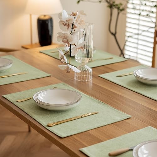 Demetex Green Placemat Set of 4 Washable Linen Place Mats for Dinner Heat Resistant Sage Cloth Placemats Scratch Resistant Plate Mats for Dining Table Kitchen, Green - Image 5