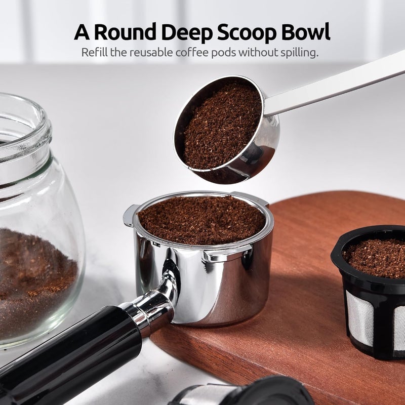 U-Taste 18/8 Stainless Steel Coffee Scoop: 17.5cm Long Handle Coffee Measuring Spoon Scooper, Metal Scale Spoon for Ground Coffee, Bean, Espresso, Sugar, Powder in Container (15ml & 30ml, Silver) - Image 5
