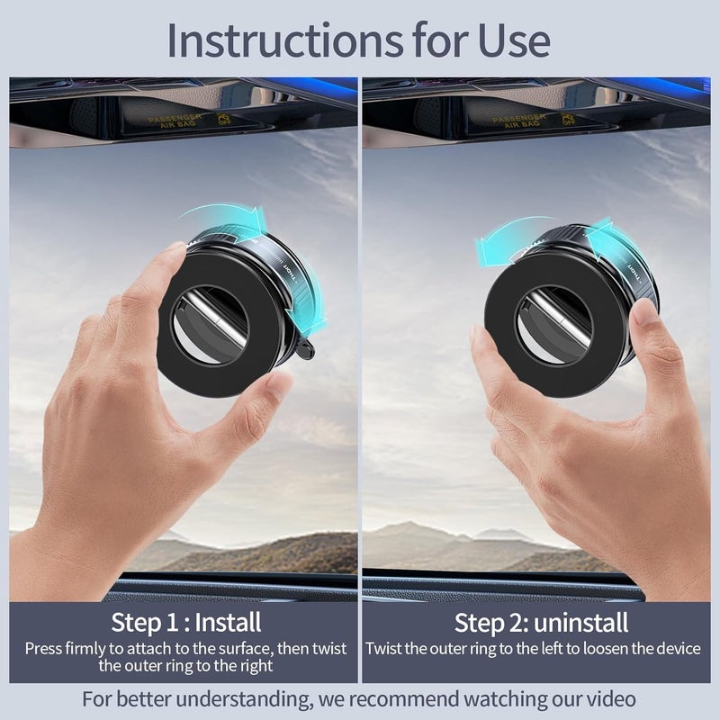 TMOHRA Vacuum Suction Magnetic Car Phone Holder,Double-Sided Upgrade Suction 360° Rotatable & Folding Phone Mount with Strong Grip,Hands-Free Use in Car/Gym/Mirror for All Phones (Black 2) - Image 5