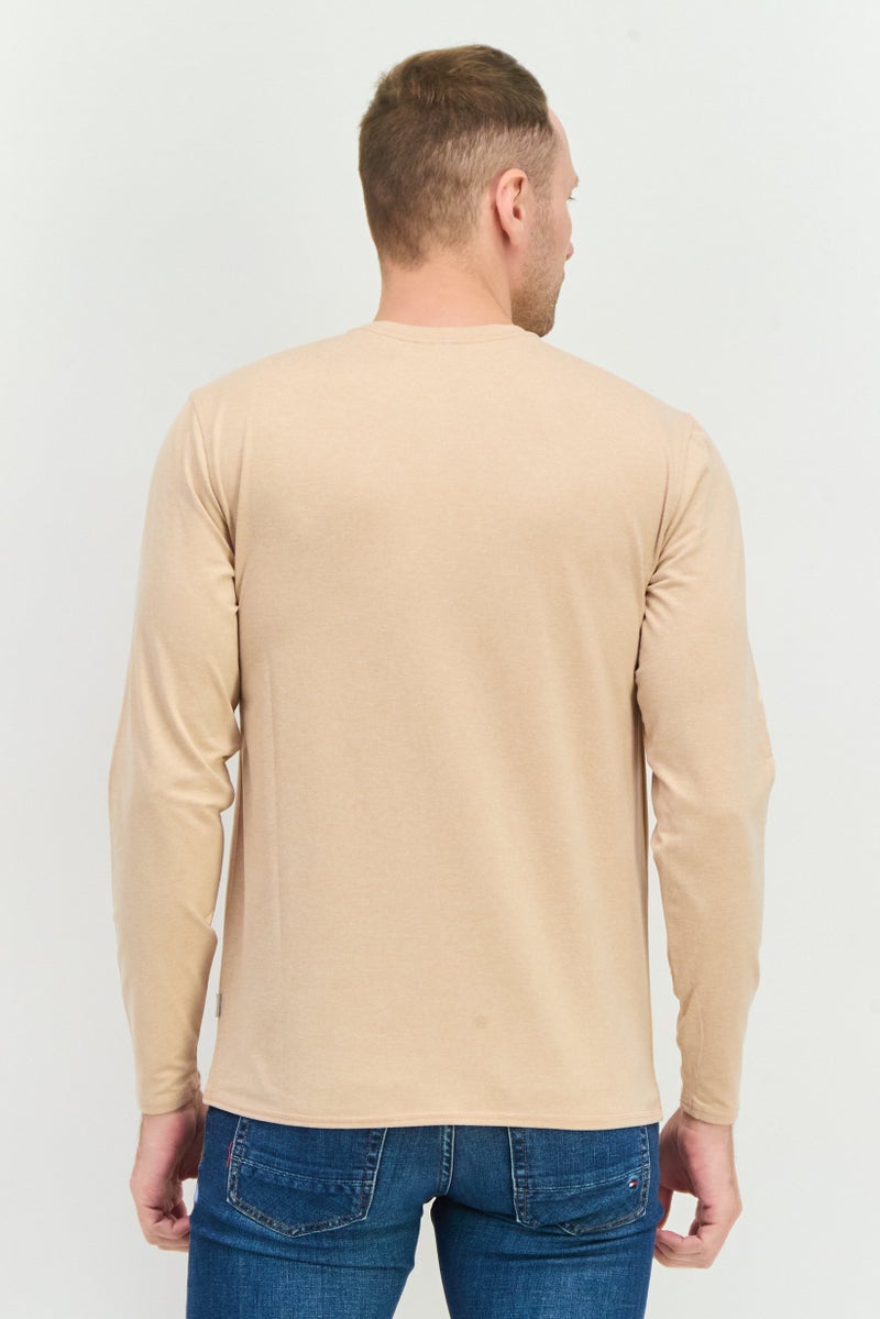 Beause Men Henley Neck Long Sleeves Heather T-Shirt, Dusty Rose - Image 4