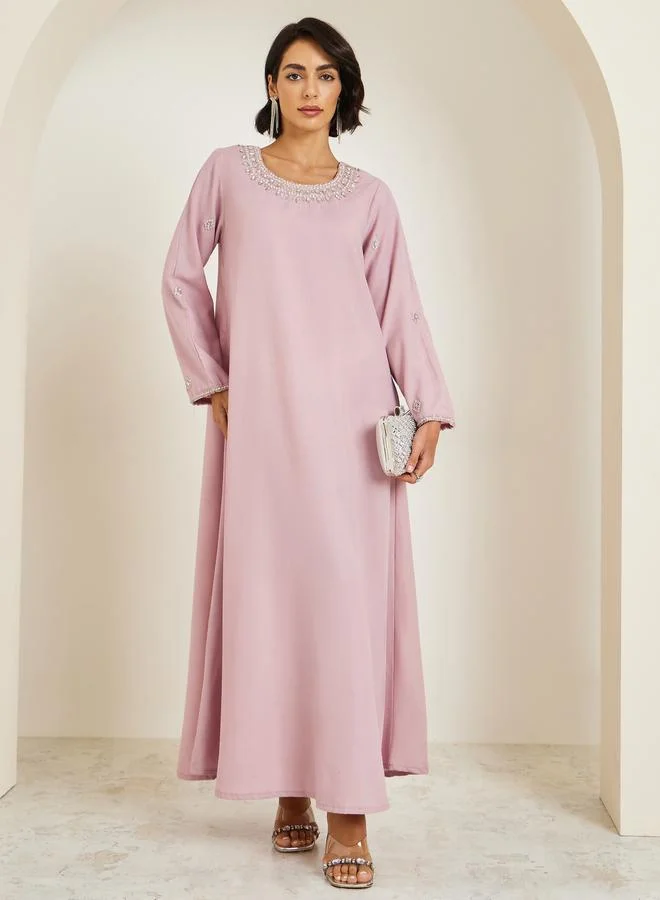 Women Pink Embellished A-Line Jalabiya