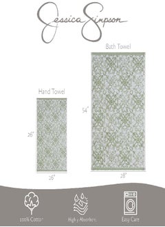 Jessica Simpson - Bath Towel 4 Piece Set | Aziza | Premium Bathroom Décor | Includes 2 Hand Towels and 2 Shower Towels | 100% Cotton & Machine Washable | Frosty Green - pzsku/Z812696C42984250A3FCAZ/45/_/1693218820/d9db94a1-096b-4f64-ac21-b1208d0dd584