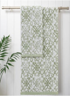 Jessica Simpson - Bath Towel 4 Piece Set | Aziza | Premium Bathroom Décor | Includes 2 Hand Towels and 2 Shower Towels | 100% Cotton & Machine Washable | Frosty Green