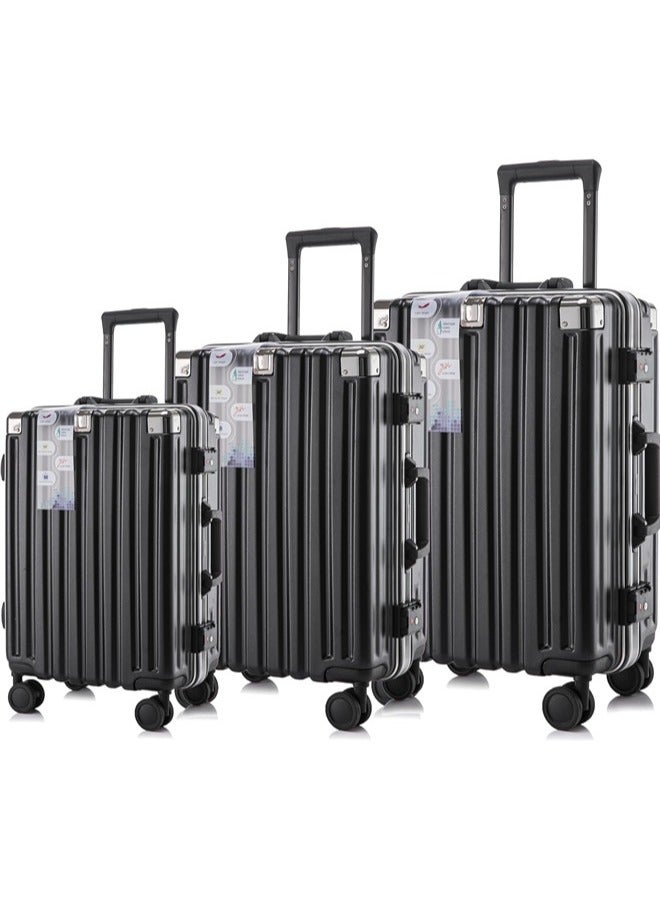 دنزوز مجموعات الأمتعة 3 قطع الإطار من الألومنيوم تحمل على ذلك وفحص حقيبة PC ABS قشرة TSA قفل TSA لا سحاب - Image 1