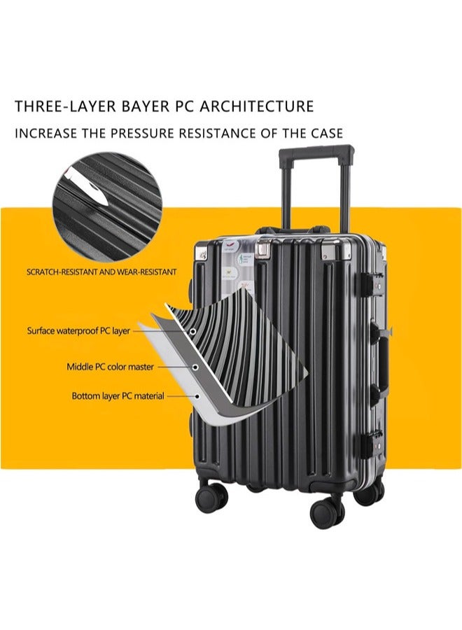 دنزوز مجموعات الأمتعة 3 قطع الإطار من الألومنيوم تحمل على ذلك وفحص حقيبة PC ABS قشرة TSA قفل TSA لا سحاب - Image 2