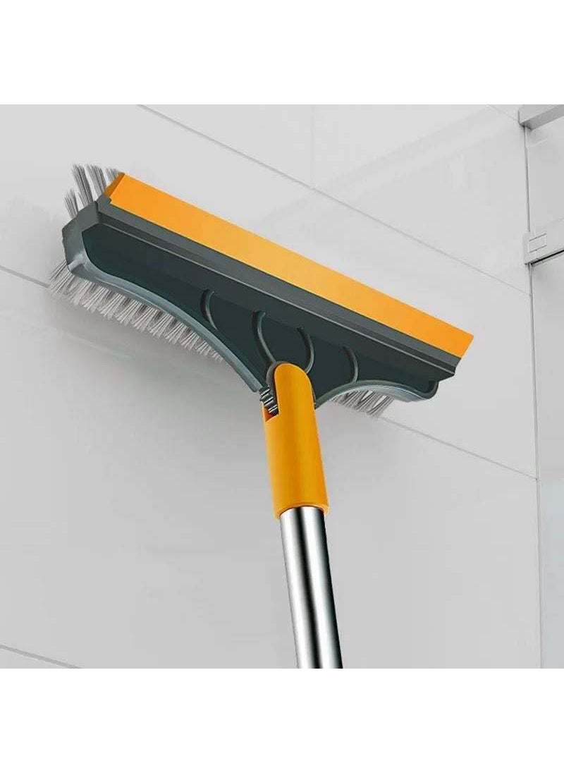 QERINKLE - QERINKLE 3 in 1 Bathroom Cleaning Brush with Wiper Tiles Cleaning Brush Floor Scrub Bathroom Brush with Long Handle 120° Rotate Bathroom (Yellow+GREEN1) - Image 1
