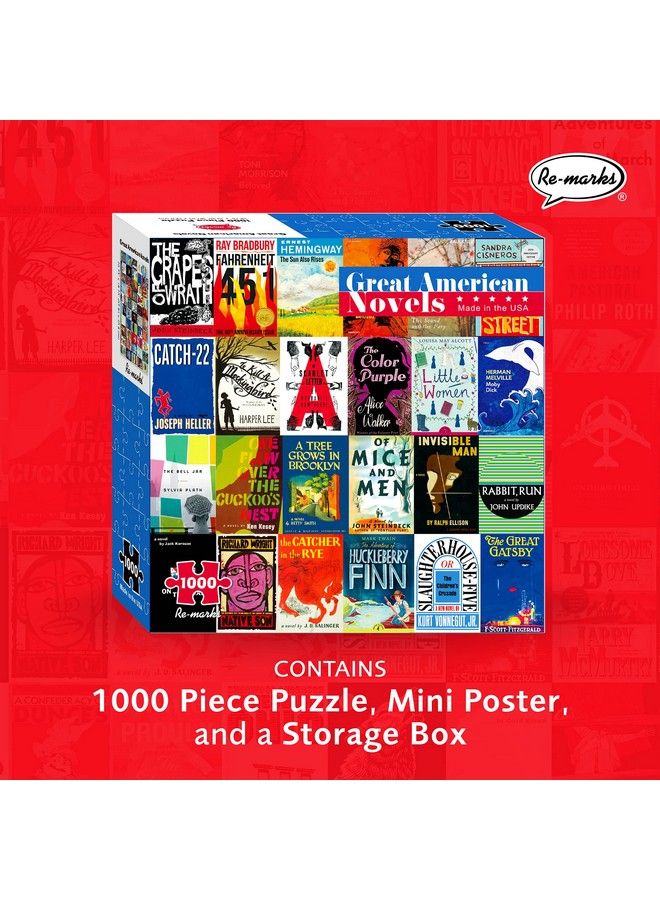 Re-Marks Great American Novels 1000 Piece Puzzle For All Ages Family Jigsaw Puzzle - Image 3
