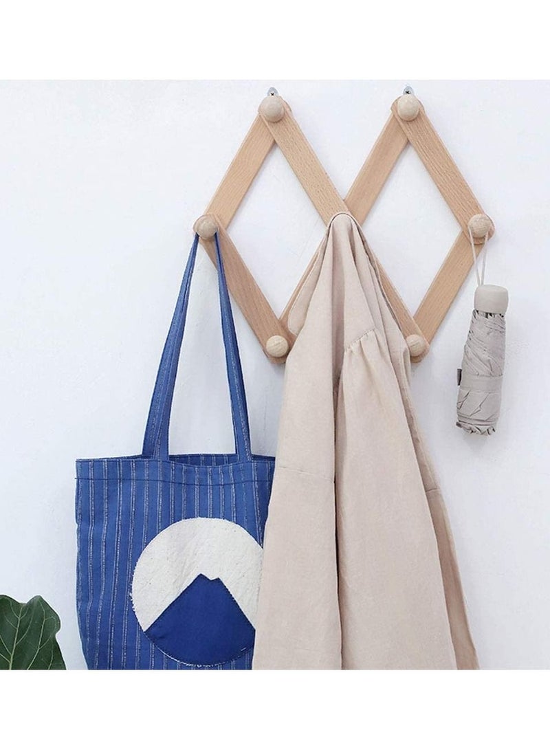 LINGWEI Wooden Cloth Hanger With 7 Hooks Beige  - Image 4