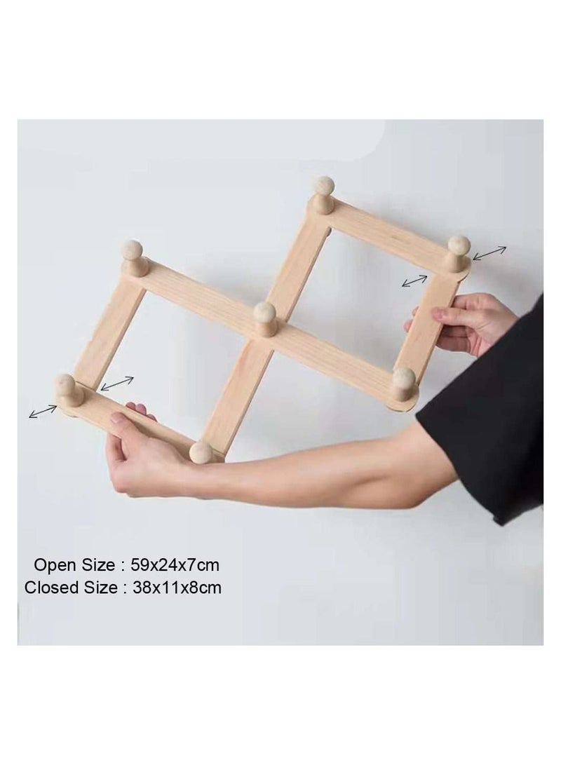 LINGWEI Wooden Cloth Hanger With 7 Hooks Beige  - Image 3