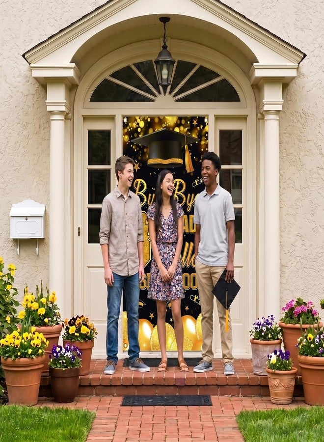 Hftjtsa 8TH Grade Graduation Door Cover 8th Grade Promotion Decorations High School Grade Decorations 2026 Bye Bye 8TH Grade Hello High School Door Banner Black and Gold 8TH Grade Grad Party Supplies - Image 3