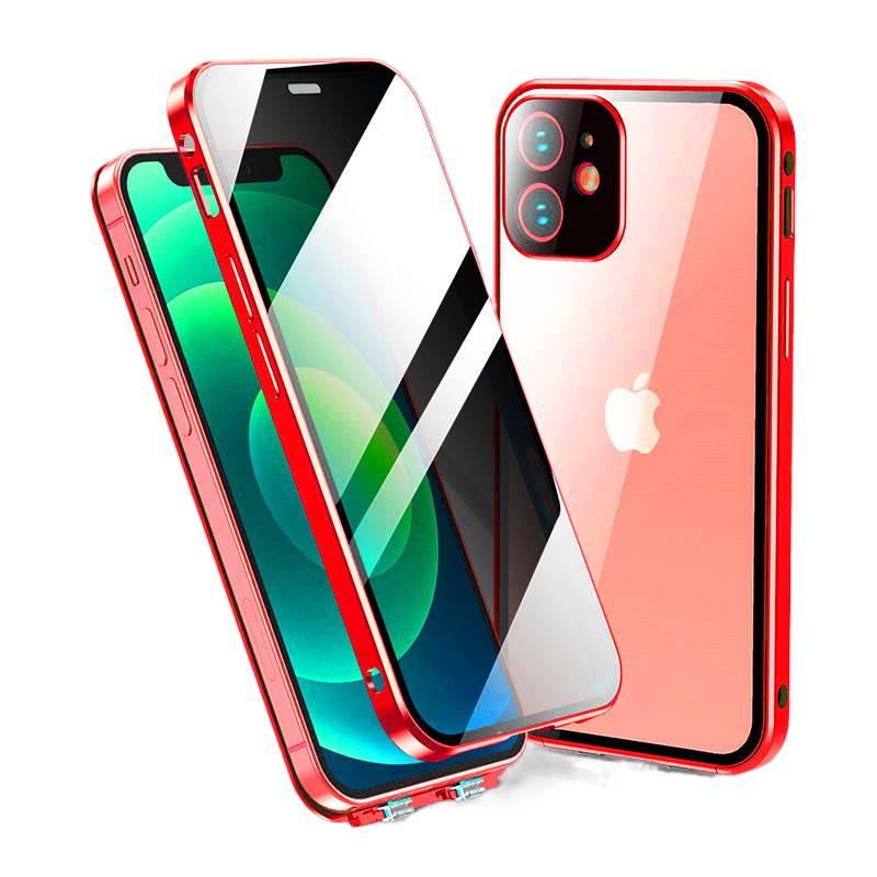 MS غطاء واقي، مضاد للتجسس، أحمر، لـ iPhone 15 / 15 Plus / 15 Pro / 15 Pro Max، Glass باللون الأحمر - Image 1
